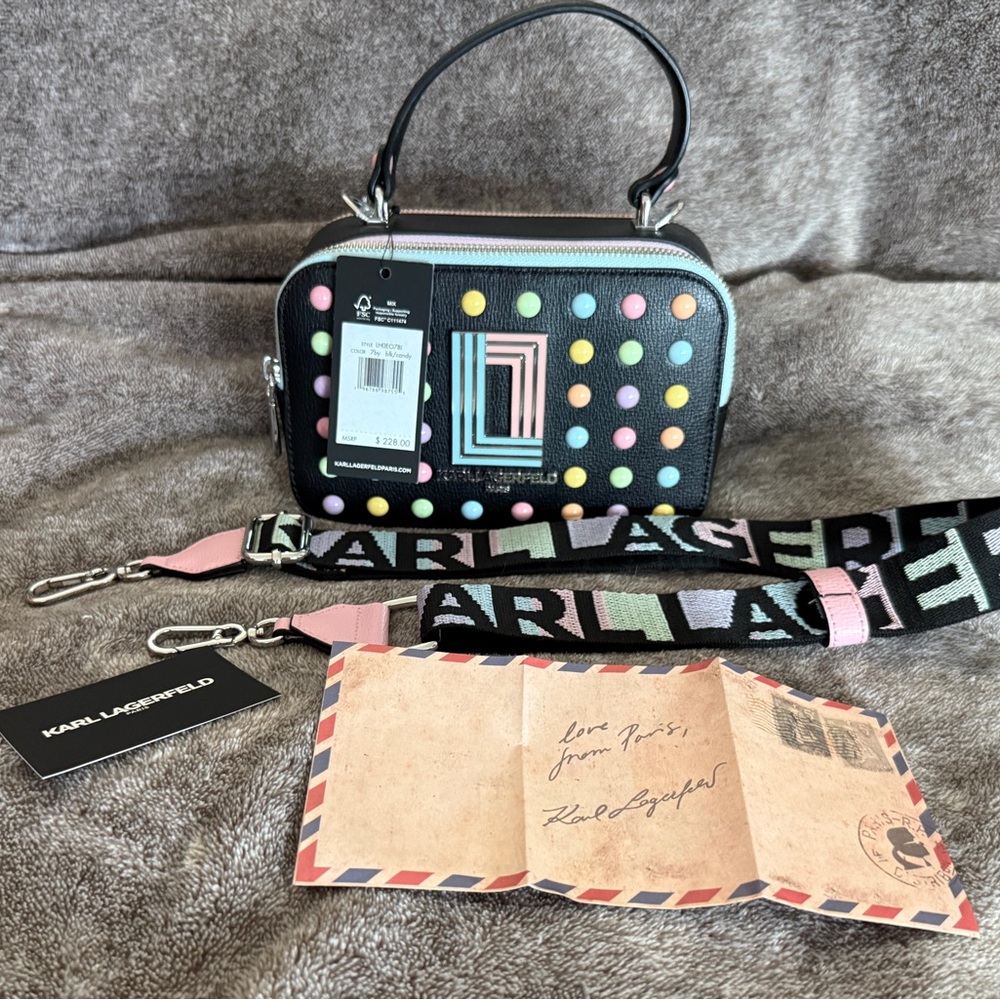 Karl Lagerfeld Simone Pastel Studded Camera Crossbody Bag NWT - Picture 2 of 6